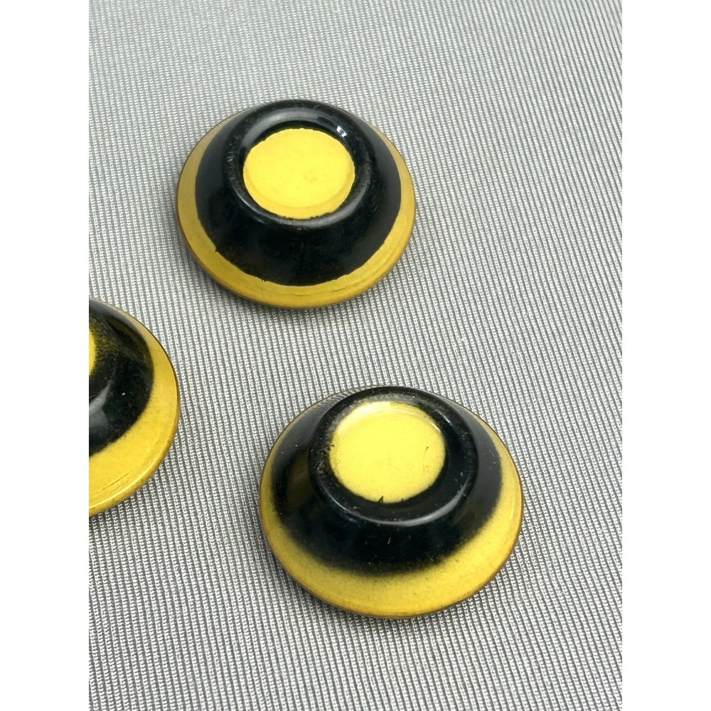 Vintage Black & Muted Yellow Dome Buttons Set Of 5 Possible Vegetable Ivory